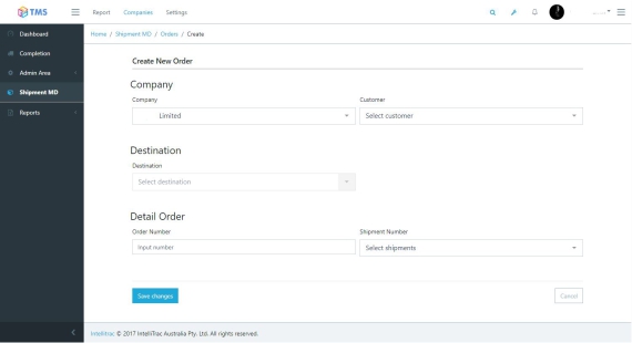 Transport Management System Order Entry